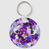 kleurrijke pansieën,  bloemen, sleutelhanger (Voorkant)