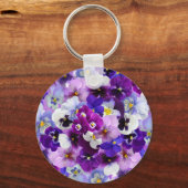 kleurrijke pansieën,  bloemen, sleutelhanger (Achterkant)