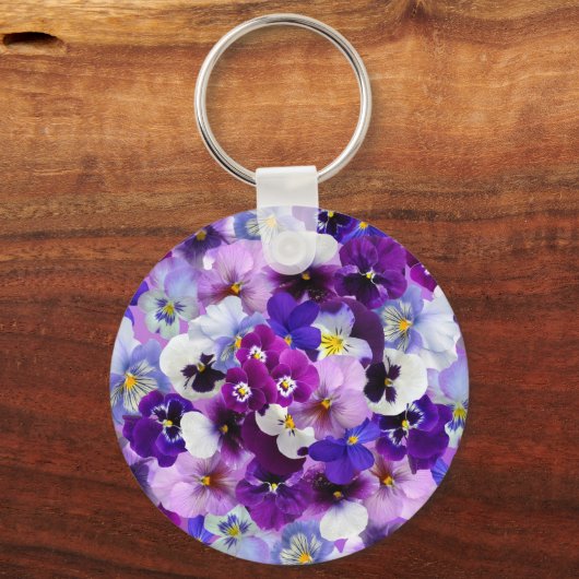 kleurrijke pansieën,  bloemen, sleutelhanger (Voorkant)