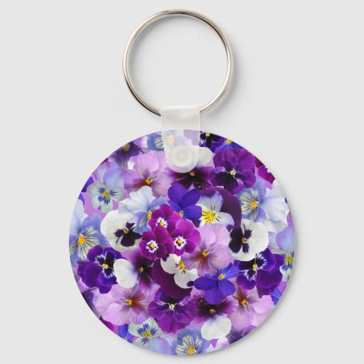 kleurrijke pansieën,  bloemen, sleutelhanger (Achterkant)