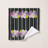 Kleurrijke pansieën en oude stropen bad handdoek (Wasdoekje)