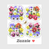 Kleurrijke Pansies Contour Sticker (Vel)
