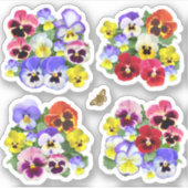 Kleurrijke Pansies Contour Sticker (Voorkant)