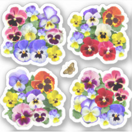Kleurrijke Pansies Contour Sticker