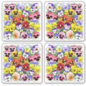 Kleurrijke Pansies Custom-Cut Vinyl Sticker (Voorkant)
