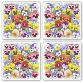 Kleurrijke Pansies Custom-Cut Vinyl Sticker