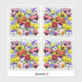 Kleurrijke Pansies Custom-Cut Vinyl Sticker (Vel)