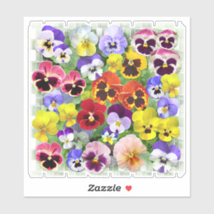 Kleurrijke Pansies Custom-Cut Vinyl Sticker