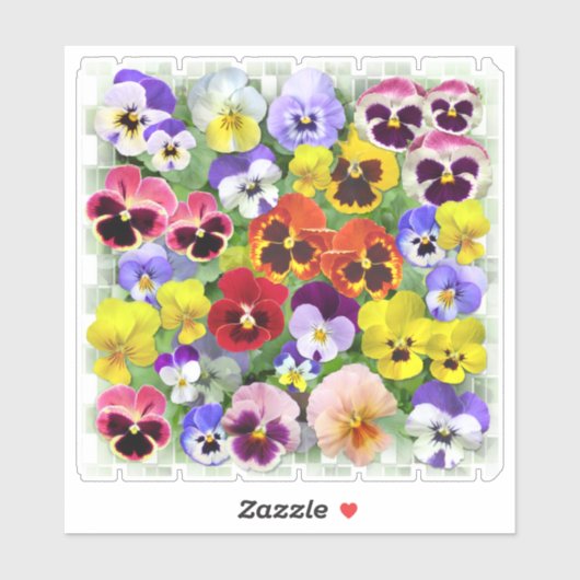 Kleurrijke Pansies Custom-Cut Vinyl Sticker (Vel)