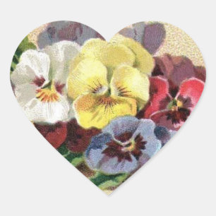 Kleurrijke Pansies Floral Heart Stickers