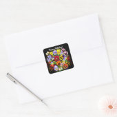 Kleurrijke Pansies met Vlinders Verjaardagsplein Vierkante Sticker (Envelop)