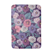 Kleurrijke pansies op diep violet badmat (Voorkant Verticaal)