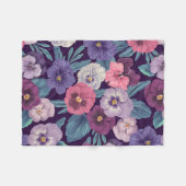 Kleurrijke pansies op diep violet fleece deken (Voorkant (Horizontaal))