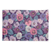 Kleurrijke pansies op diep violet kussensloop (Achterkant-Links)