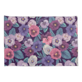 Kleurrijke pansies op diep violet kussensloop (Achterkant-Rechts)