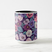 Kleurrijke pansies op diep violet mok (Midden)