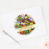  Kleurrijke Pansy Display Verjaardag Ronde Sticker (Envelop)