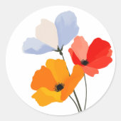 Kleurrijke papaver bloem ronde sticker (Voorkant)