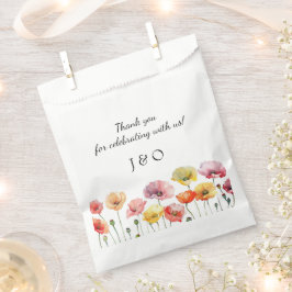 Kleurrijke papaver wilde bloemen bruiloft bedankzakje