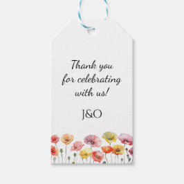 Kleurrijke papaver wilde bloemen bruiloft cadeaulabel