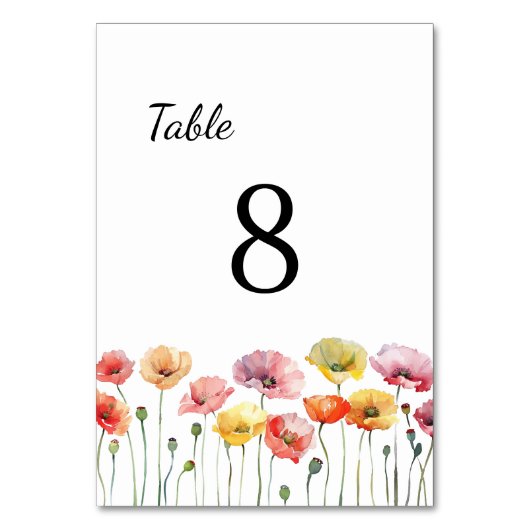 Kleurrijke papaver wilde bloemen bruiloft kaart (Voorkant)