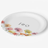 Kleurrijke papaver wilde bloemen bruiloft papieren bordje (Gekanteld)