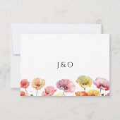 Kleurrijke papaver wilde bloemen bruiloft RSVP kaartje (Achterkant)