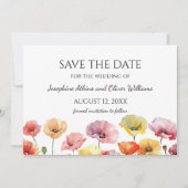 Kleurrijke papaver wilde bloemen bruiloft save the date (Voorkant)