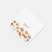 Kleurrijke papaver wilde bloemen bruiloft servet (Hoek)