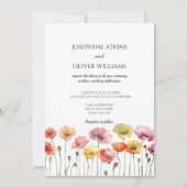 Kleurrijke papaver wilde bloemen bruiloft uitnodig kaart (Voorkant)