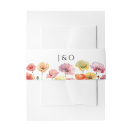 Kleurrijke papaver wilde bloemen bruiloft uitnodigingen wikkel