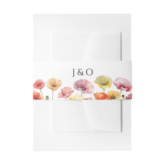 Kleurrijke papaver wilde bloemen bruiloft uitnodigingen wikkel (Voorkant Voorbeeld)