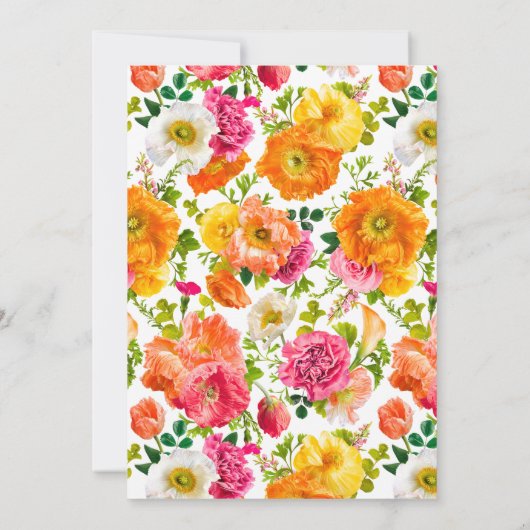 Kleurrijke papavers Bloemen Koppels Trouwdouche Kaart (Achterkant)