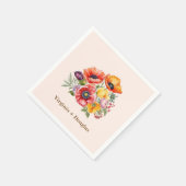 Kleurrijke Papavers Bruiloft Servetten (Hoek)