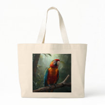 Kleurrijke papegaai canvas tas