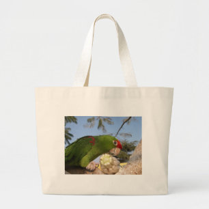 Kleurrijke papegaai die maïs eet grote tote bag