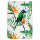 Kleurrijke papegaai en bloemen patroon medium cadeauzakje (Achterkant)