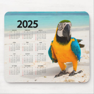 Kleurrijke papegaai in het Zand 2025 Kalender Muismat