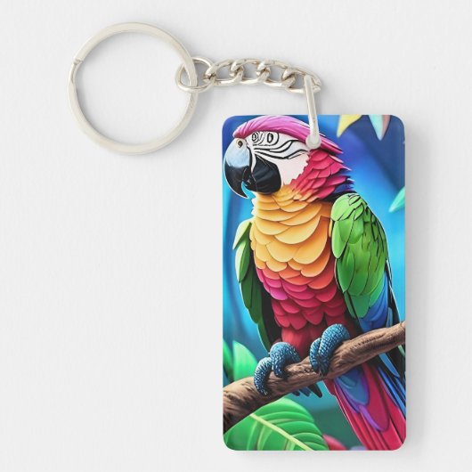 Kleurrijke papegaai Macaw Bird Sleutelhanger (Voorkant)