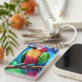Kleurrijke papegaai Macaw Bird Sleutelhanger (Voorkant Rechts)