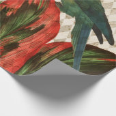 Kleurrijke papegaai met rode bladeren cadeaupapier (Hoek)