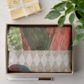 Kleurrijke papegaai met rode bladeren ontkoppelen tissuepapier (Geschenk)