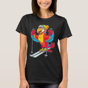 Kleurrijke papegaai ski-avontuur winterpret t-shirt