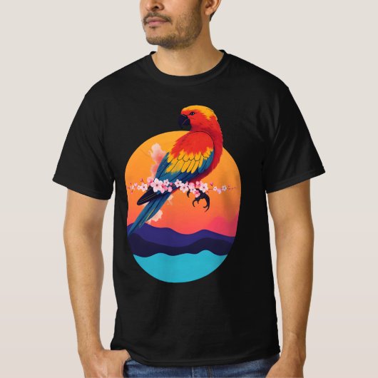 Kleurrijke papegaai - Tropical Bird Art Design T-shirt (Voorkant)
