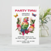 Kleurrijke Papegaai Tropisch Kinderverjaardagsfees Kaart (Staand voorkant)