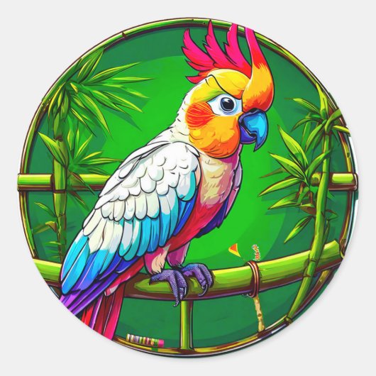 Kleurrijke papegaai Tropische Vogel Kunst Sticker (Voorkant)