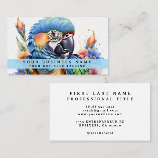 Kleurrijke papegaai Visitekaartjes (Voorkant / Achterkant)