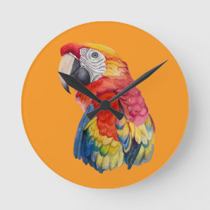 Kleurrijke Papegaai Waterkleur Illustratie Ronde Klok