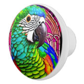 Kleurrijke papegaaiafbeelding voor roze achterkant keramische knop (Rechts)