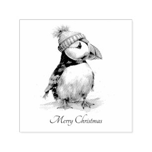 Kleurrijke Papegaaiduiker Kerst Vakantie Papierwar Zelfinktende Stempel